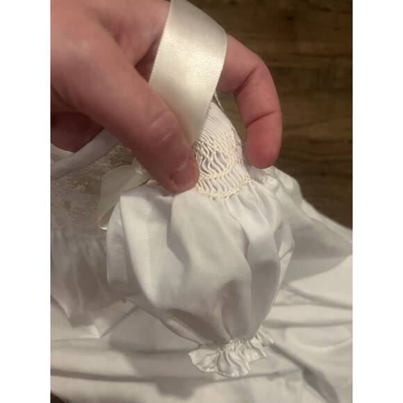 Bow Peep 9m White Smocked Bishop Dress Christening Baptism Heirloom Gown - Picture 7 of 12